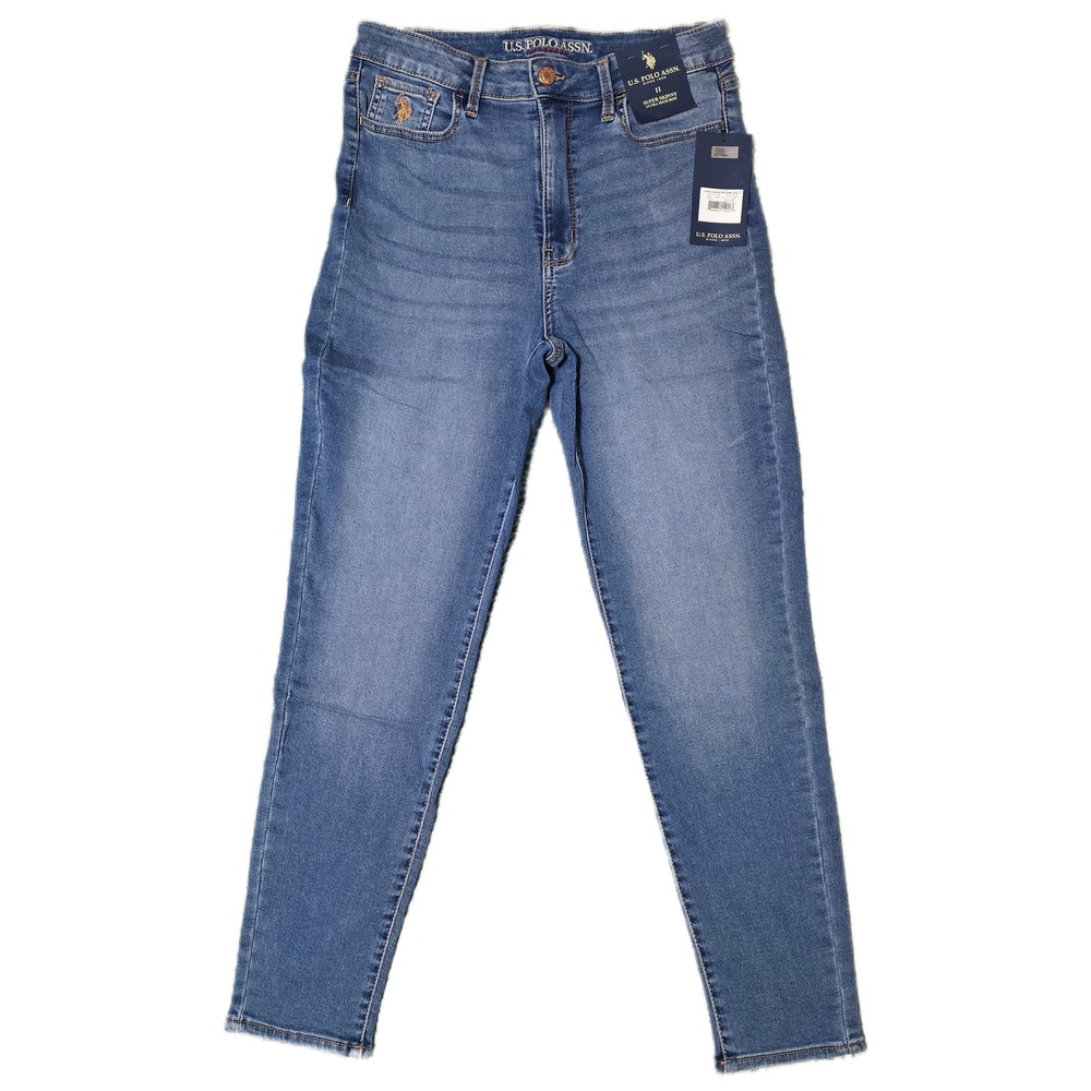 US Polo Assn Women Size 11 Super Skinny Ultra High Rise Blue Denim Jeans NWT (W)